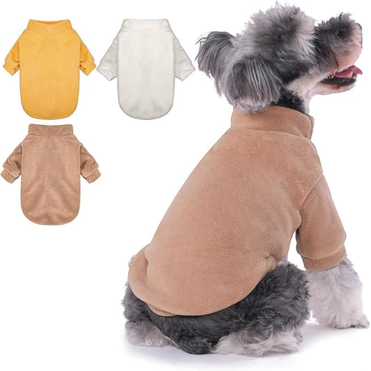 Dog Sweater, 3 Pack Dog Sweaters for Small Dogs Girl Boy, Ultra Soft Warm Puppy Clothes Dog Coat for Winter (Camel+Beige+Yellow, XX-Small)