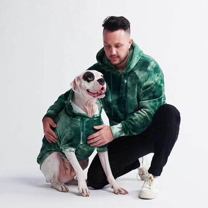 Spark Paws Dog Hoodie – Premium Dog Sweater for Small, Medium, and Large Dogs | Warm Outfits for French Bulldogs, Pitbull, Puppy, Winter Jacket Alternative - Green Skydye, 3XL