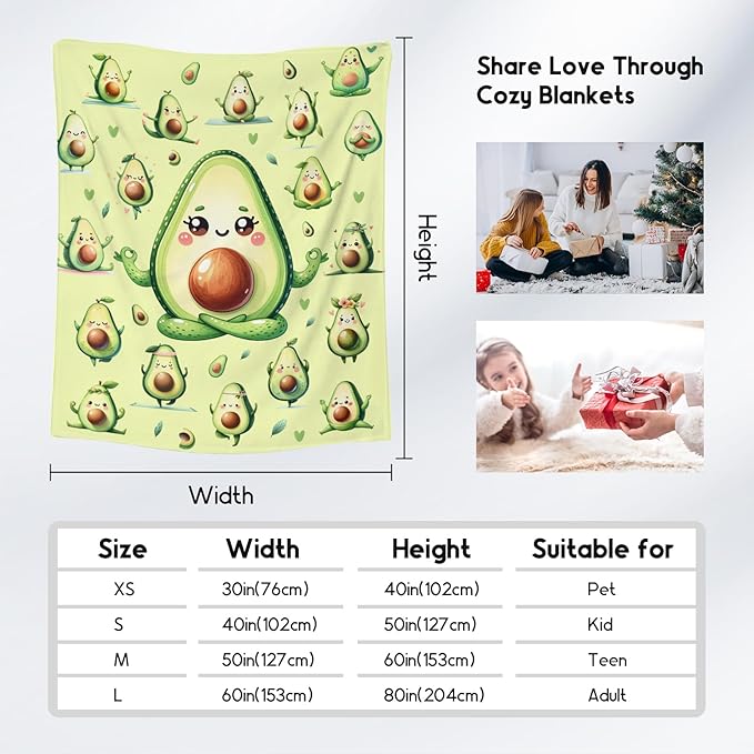 Girls Blankets Gifts, Avocado Blanket for Girls, Avocado Gifts for Kids Toddlers Daughter Women, Fluffy Flannel Throw for Sofa Couch Bed, 50"x60"