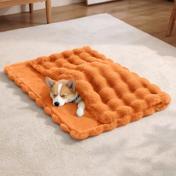 Dog Blanket Ultra Soft Fuzzy Faux Fur Cat Blankets for Indoor Cats Ultra Soft Plush Faux Fur Machine Washable Reversible Pet Throw Protector for Couch Furniture 39"X 30" Orange