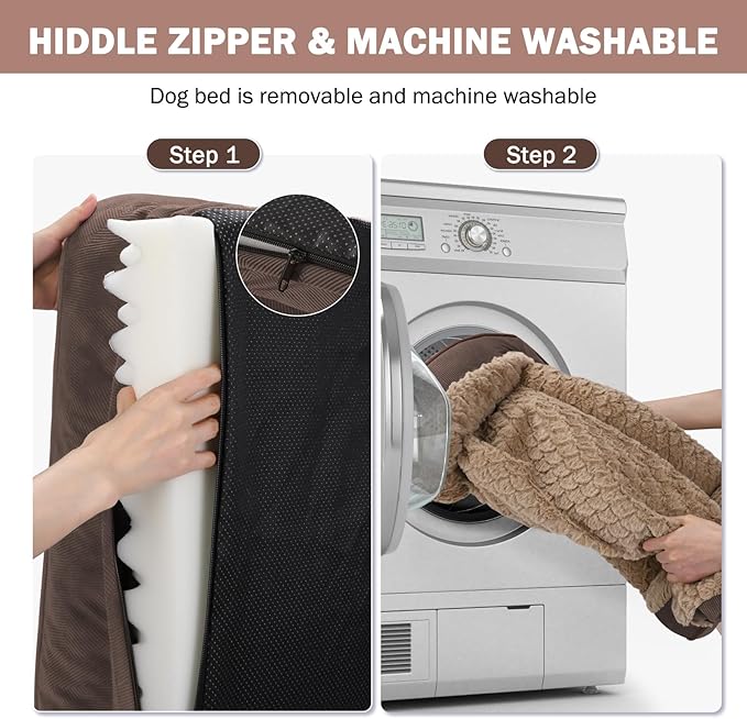 INVENHO Orthopedic Medium Dog Dogs, Egg-Crate Foam Dog Couch with Washable Removable Cover, Waterproof Lining and Nonskid Bottom