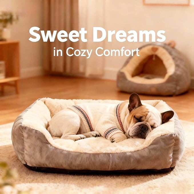 Medium/Large Dog Sweater, Warm Dog Winter Coat w/Sleeves, Comfortable High Neck & Leash Hole, Premium Dog Clothes for Bulldog-Best for Holidays, Daily Walks L White