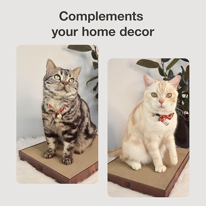 Necoichi Cardboard Cat Scratcher Bed for Indoor Cats - Cat Scratching Board (16" Wide, b.Dark Cherry Lounge)