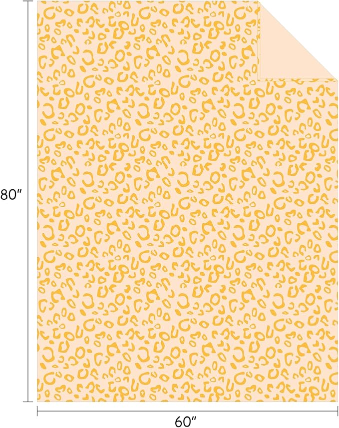 FY FIBER HOUSE Flannel Fleece Leopard Print Throw Blanket Super Soft Lightweight Fluffy Twin Blankets for Couch, 60"X80",Yellow