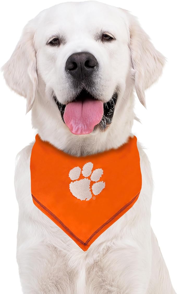 Pets First NCAA Clemson Tigers Tie Bandana, Small/Medium. Dog Bandana Scarf Bib for Pet Cat Dog. The Ultimate Game-Day, Party Bandana (CL-3550-S-M)