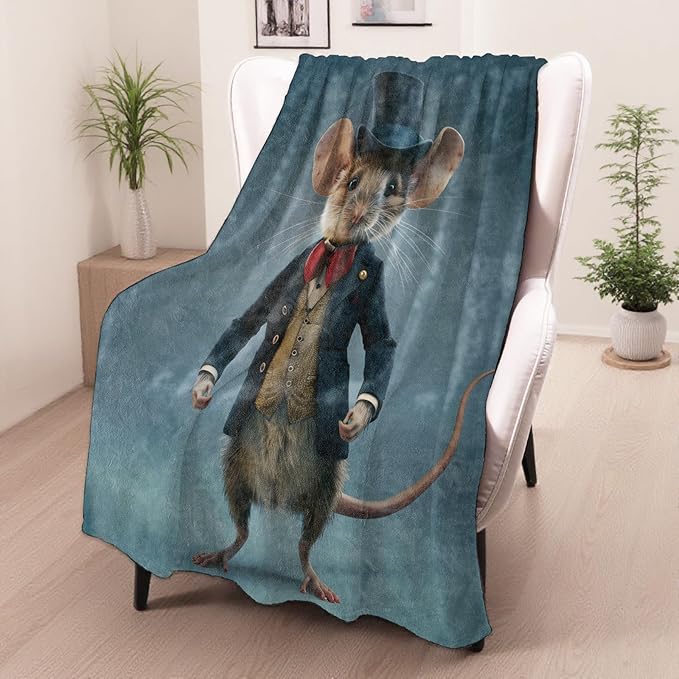 Mouse Gifts, Stylish Mouse Blanket for Adults Women Kids, 40x50 in, Cozy Fuzzy Warm Soft Throw Blankets for Bedroom, Camping, Couch, Decor