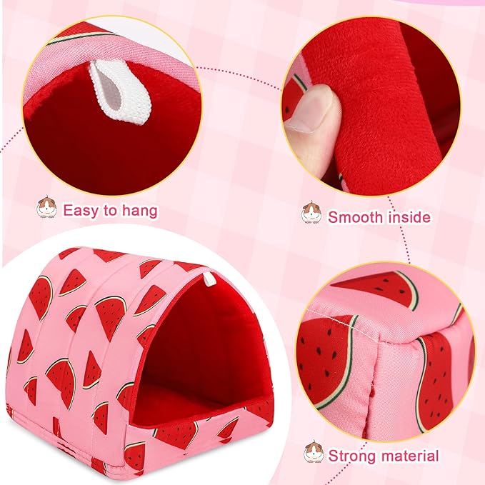 UPINS 2 Pack Guinea Pig Bed, Guinea Pig Hideout Washable Small Animal House Cage Accessories for Dwarf Rabbits Chinchillas Hamsters Hedgehogs Ferrets Bearded Dragons and Rats(9.84 x 9.84 inches)