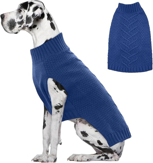 IECOii Big Dog Sweater,XXXXL Dog Sweaters for Extra Large Dogs,Cold Weather Winter Coat for Large Size Dogs,Warm Fall Dog Clothes for Large Dogs Knitwear,Doberman,Great Dane Sweater,Blue-4XL