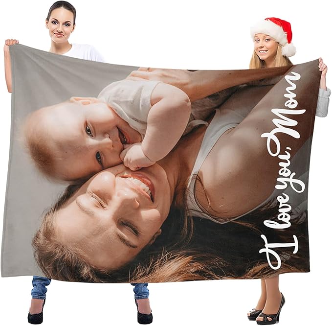 Personalized Mom Blanket, Custom Blanket with Photo, Customized Photo Blankets, Customizable Blankets, Personalized Birthday Gifts for Mom, Baby, Kid, Family