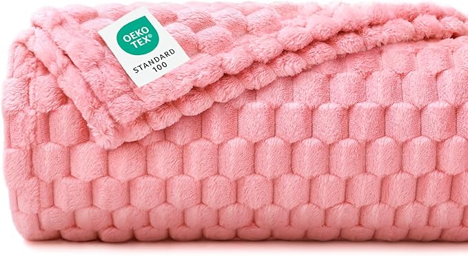 Luciphia Fleece Dog Blanket for Small Medium Large Dogs 3D Jacquard Flannel Puppy Cat Pet Throw Blankets Soft Washable Decorative Furniture Protect Pink, M(30''x20'')