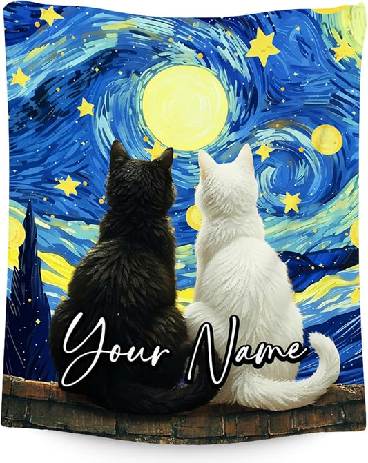 Cat Blanket Custom Blankets for Women/Men - Lightweight Flannel Soft Kids Throws Gifts for Bed Sofa - 4 Sizes