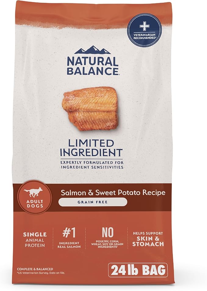 Natural Balance Limited Ingredient Adult Grain-Free Dry Dog Food, Salmon & Sweet Potato Recipe, 24 Pound (Pack of 1)
