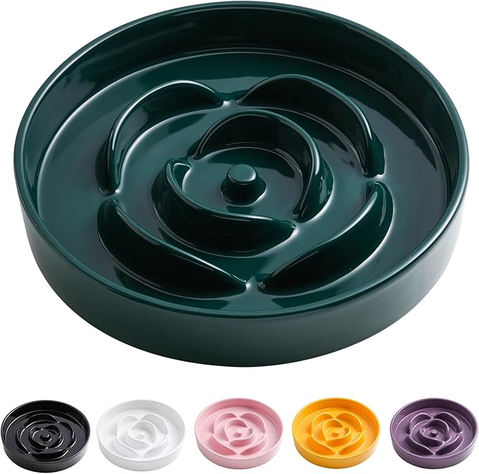8.66 in Green Dog Bowl Slow Feeder Ceramic for Medium and Large Breed,Slow Feeding Dog Food Water Dish Heavy Wighted,Puppy Bowl for Fast Eaters,Puzzle Slow Eating Bowl Modern Maze