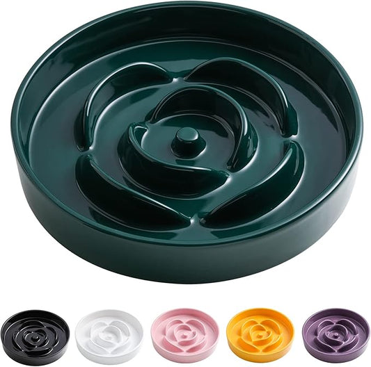 8.66 in Green Dog Bowl Slow Feeder Ceramic for Medium and Large Breed,Slow Feeding Dog Food Water Dish Heavy Wighted,Puppy Bowl for Fast Eaters,Puzzle Slow Eating Bowl Modern Maze
