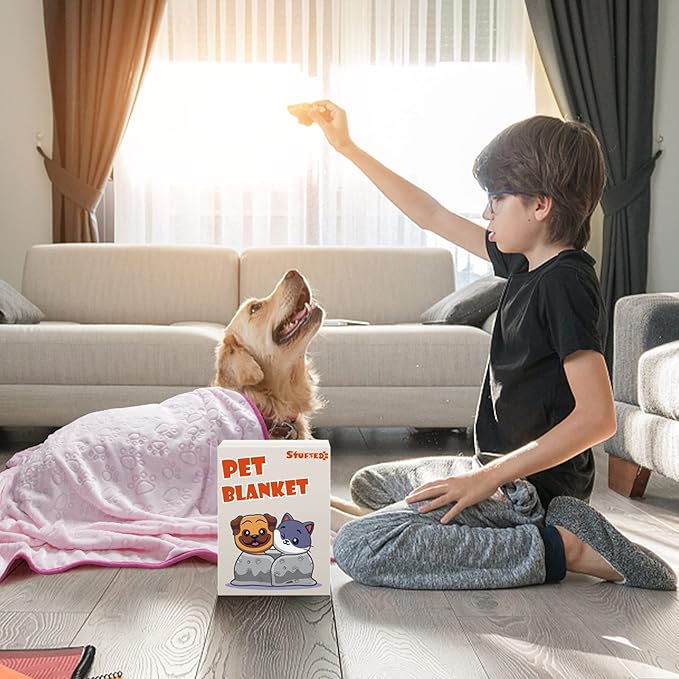 Premium Soft Dog Blankets for Large Dogs, Large Cat Blanket Calming Washable for Bed Couch Protection Cover, Dog Essentials for Dog, 66 * 82 inches, Pink