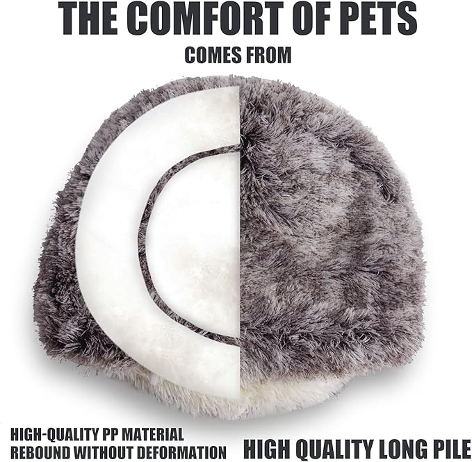 ShinHye Cat Bed Round Plush Fluffy Hooded Cat Bed Cave, Cozy for Indoor Cats or Small Dog beds, Soothing Pet Beds Doughnut Calm Anti-nxiety Dog Bed - Waterproof Bottom Washable, (23×23inch, Coffee)