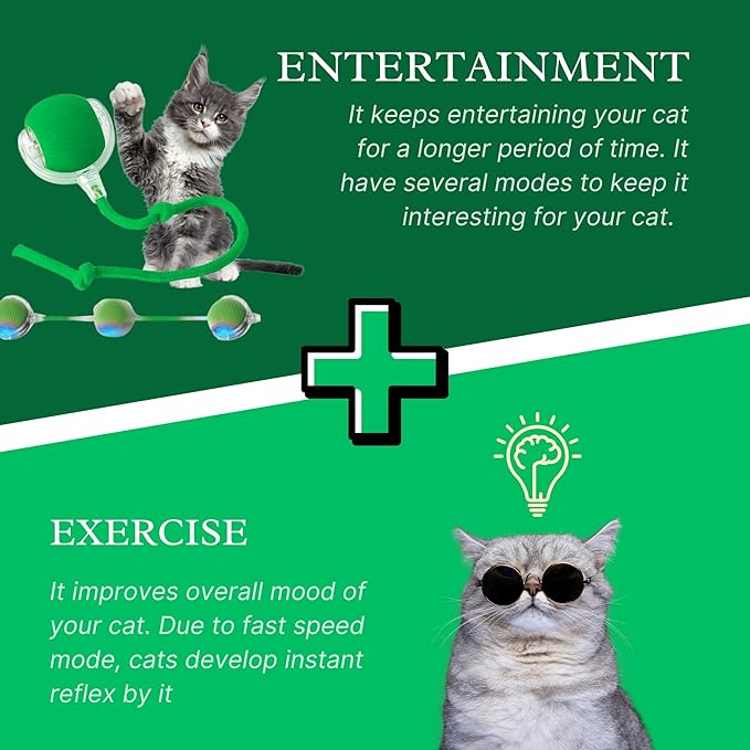 Speedy Tail 2.0 Cat Toy, 360°Automatic Rolling Ball, Smart Interactive Cat Toy, Smart Jumping Ball for Dogs