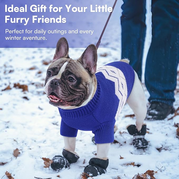 Queenmore Warm Dog Sweater, Soft Pet Knitwear, Knitted Pullover, Winter Pet Clothes for Small Medium Dogs Cats