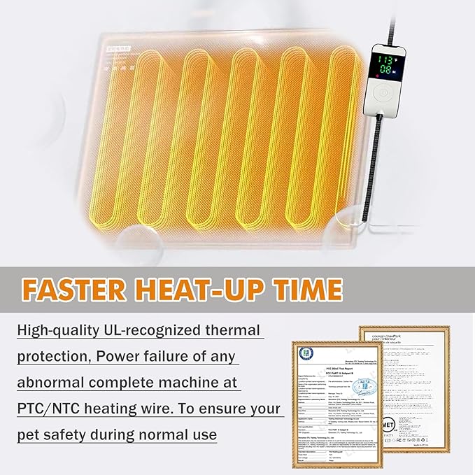 Dog Heating Bed, Chew-Proof Cord, Waterproof, Adjustable Temp, Perfect for Puppies & Kittens, Electric Heating for Pregnant & Newborn Pets (L)