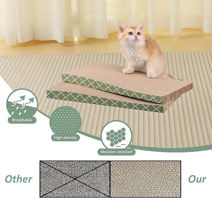 Cat Scratcher Cardboard Scratching Pads Scratch with Catnip 2PCS Reversible Corrugated Cardboard