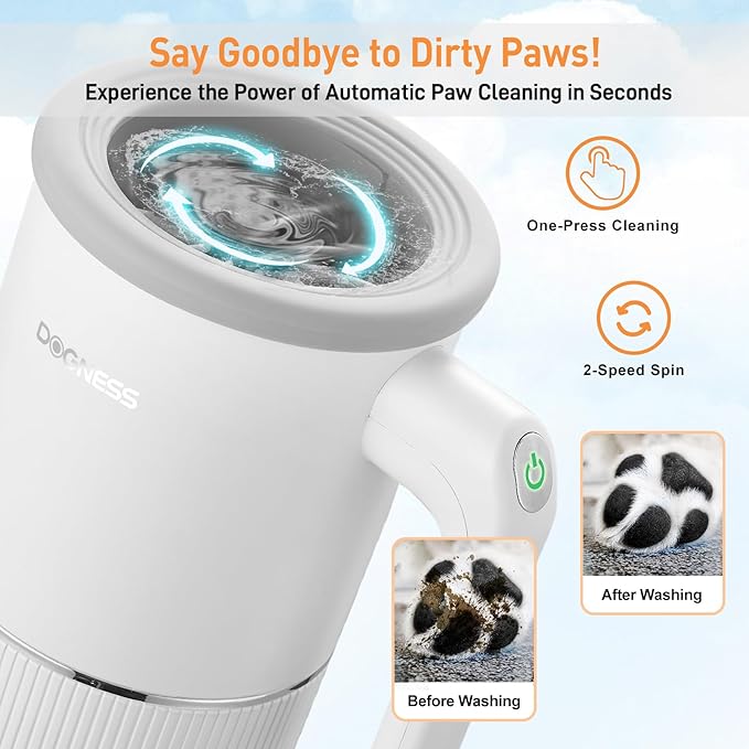 DOGNESS W02 Automatic Dog Paw Cleaner for Medium to Large Dogs (White)