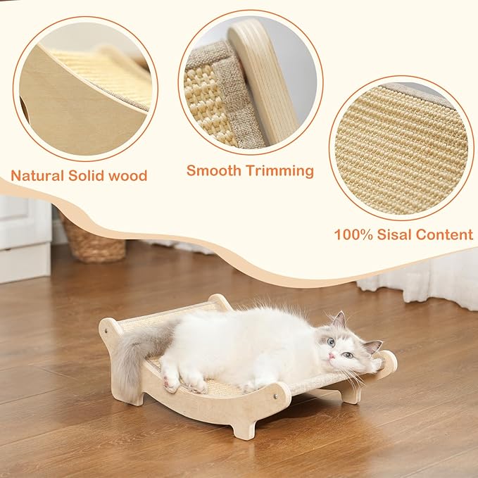 Cat Scratcher, Sisal Cat Scratching Bed, 19.6x13 inches Cat Scratch Chair Hammock, Cat Scratcher for Indoor Cats, cat Scratching Post Lounger