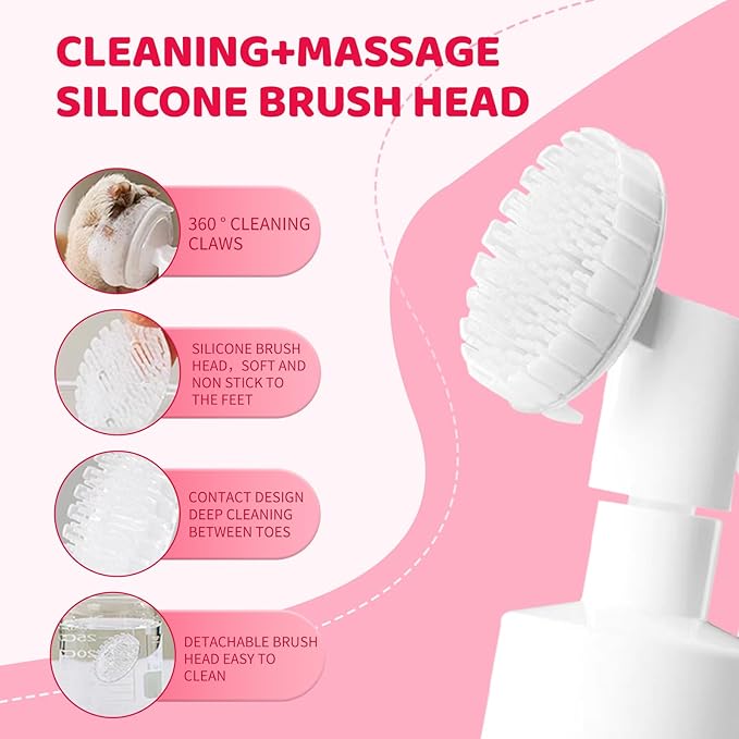 Paw Cleaner for Dogs & Cats, No-Rinse Foam Dog paw Cleaner with Silicone Brush, Gentle Natural Formula, Moisturizes & Cleans Dirty Paws, Safe for Licking, 6.7oz