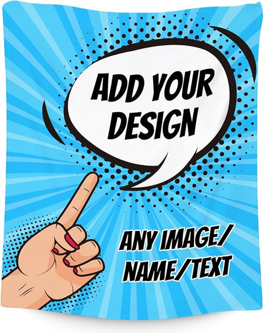 Personalized Photos Blanket - Custom Picture Blankets Gifts for Boys Teens Men - Lightweight Cozy Fleece Throw for Couch, Office - 4 Sizes