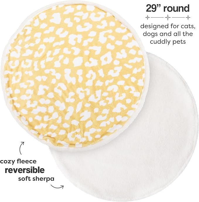 Cat Blanket for Indoor Cats – 29" Soft Sherpa Fleece Pet Throw, Washable Reversible Dog Blanket for Small Dogs, Cats, Kittens, Couch Bed Sofa Car Protector – Yellow