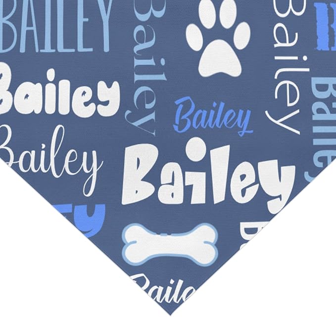 Personalized Dog Bandanas Custom Neckwear Name Button Anti-loosening Dog Scarf Triangle Bibs Kerchief Pet Costume Accessories for Medium Large Dogs Pets Birthday-Blue