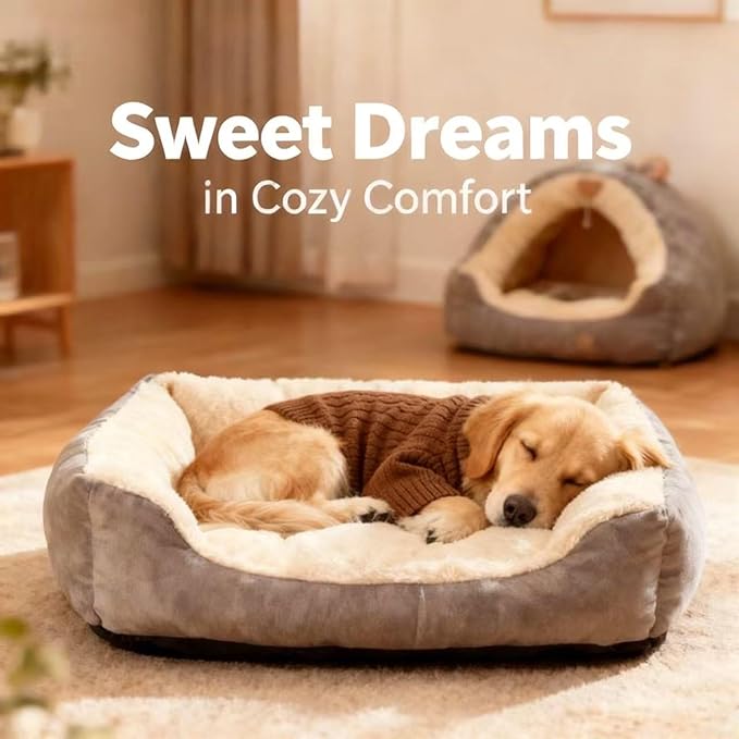 Medium/Large Dog Sweater, Warm Dog Winter Coat w/Sleeves, Comfortable High Neck Premium Dog Clothes for Golden Retriever-Best for Holidays, Daily Walks XXL Brown