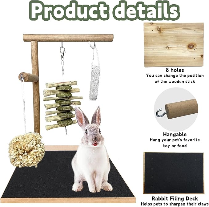 kathson Bunny Toys Rabbit Wooden Scratch Nail Scratch Board Hanging Chew Toys for Small Animals Guinea Pigs Hamster Chinchillas
