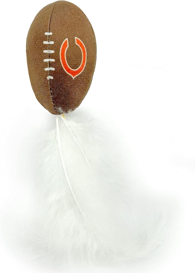 Best Plush CAT Toy - NFL Chicago Bears Complete Set of 3 Piece Cat Toys Filled with Fresh Catnip. Includes: 1 Helmet Cat Toy, 1 Football Cat Toy with Feathers & 1 Beer Bottle. Beautiful Team Logos