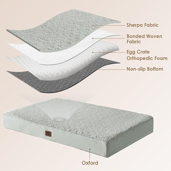 EHEYCIGA Orthopedic Medium Dog Beds for Small Dogs with Removable Washable Cover for Crate, Greyish Green, 30x20