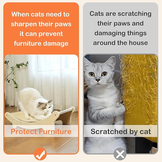 Cat Scratcher, Sisal Cat Scratching Bed, 19.6x13 inches Cat Scratch Chair Hammock, Cat Scratcher for Indoor Cats, cat Scratching Post Lounger