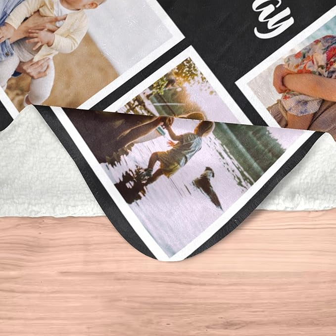 Custom Blanket with Photo, Personalized Blanket with Picture, Customized Photo Blankets, Customizable Blankets, Personalized Birthday Gifts for Women, Men, Mom, Dad, Family, Friend