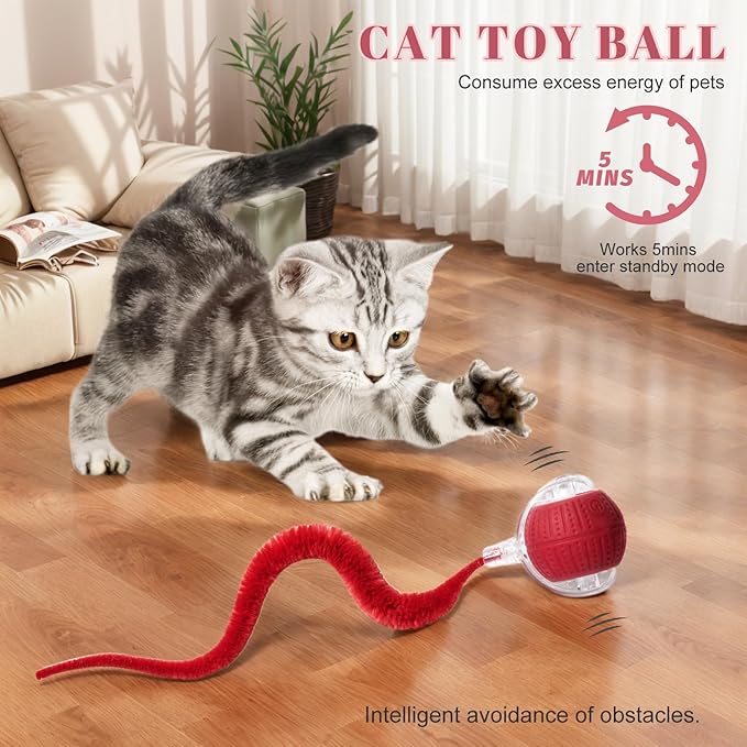 NVTED 2 PCS Interactive Cat Toys for Indoor Cats, Fast Rolling on Carpet Flash and Motion Activated Cat Balls for Bored Indoor Cats