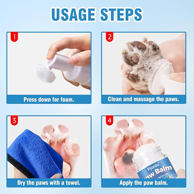 Dog Paw Cleaner Kit, No-Rinse Foaming Cleanser for Dogs and Cats, Dog Paw Balm for Heal Dry Cracked Paws & Nose, Pet Foot Washer Paw Scrubber for Large Medium Small XL Breed Dogs