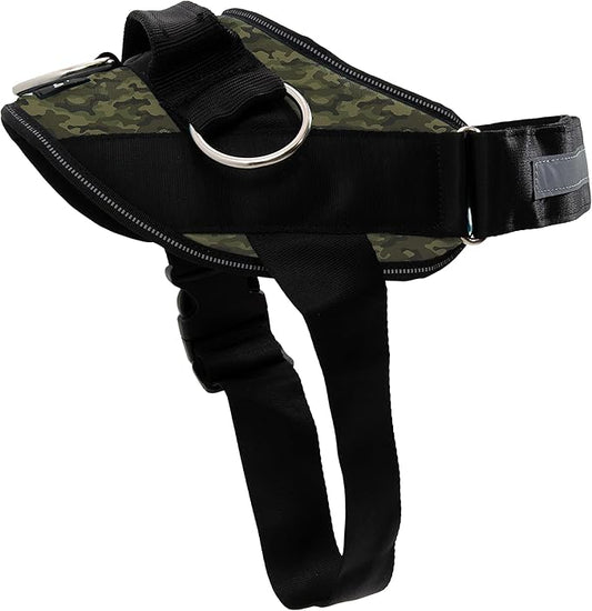 ShawnCo Essential Dog Harness, No-Pull Pet Vest with 3 Leash Clips, No Choke, Reflective, Adjustable and Padded, for Easy Walking and Training for Small, Medium and Large Dogs (Military Camo, L)