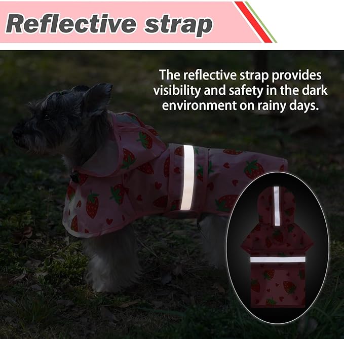 KOOLTAIL Dog Raincoat Hooded Slicker Poncho with Leash Hole, Dog Raincoat for Small Medium Dogs, Waterproof Pet Rain Jacket with Reflective Strip, Adjustable Breathable Puppy Rainwear