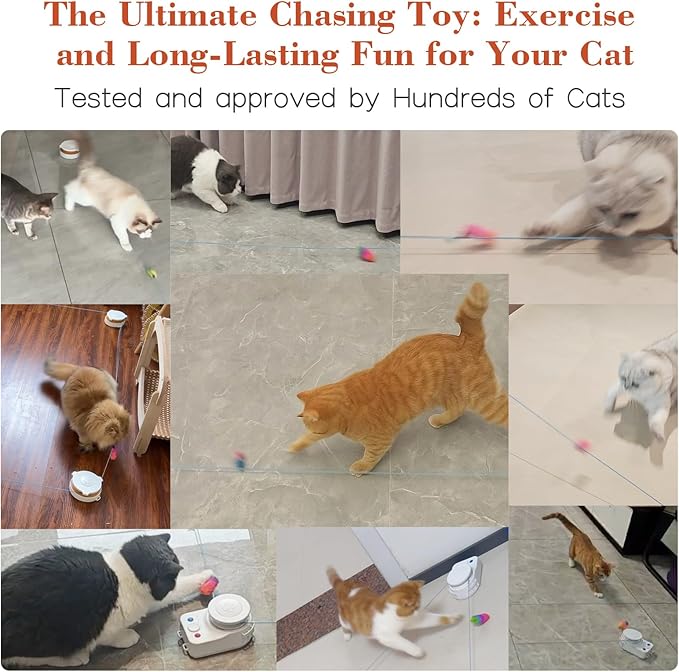 Interactive Cat Toy for Indoor Cats – Automatic Moving & Enrichment Toy for Indoor Cats/Kitten, Auto/Manual Control Cat Treadmill for Exercise & Mental Stimulation, Stimulating Chase Toys(H1K2)