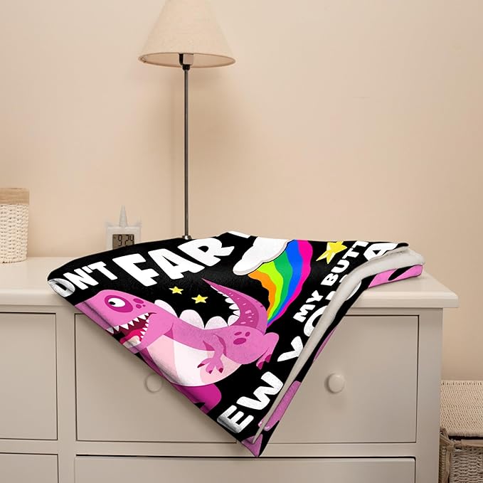 Funny Dinosaur Blanket Gift for Girls Boys- 40x50 Inches Soft Flannel Dino Throws Blankets Funny Gift for Teen Women Men Adult Cute Dinosaur Lover Gifts for Bed Sofa Couch
