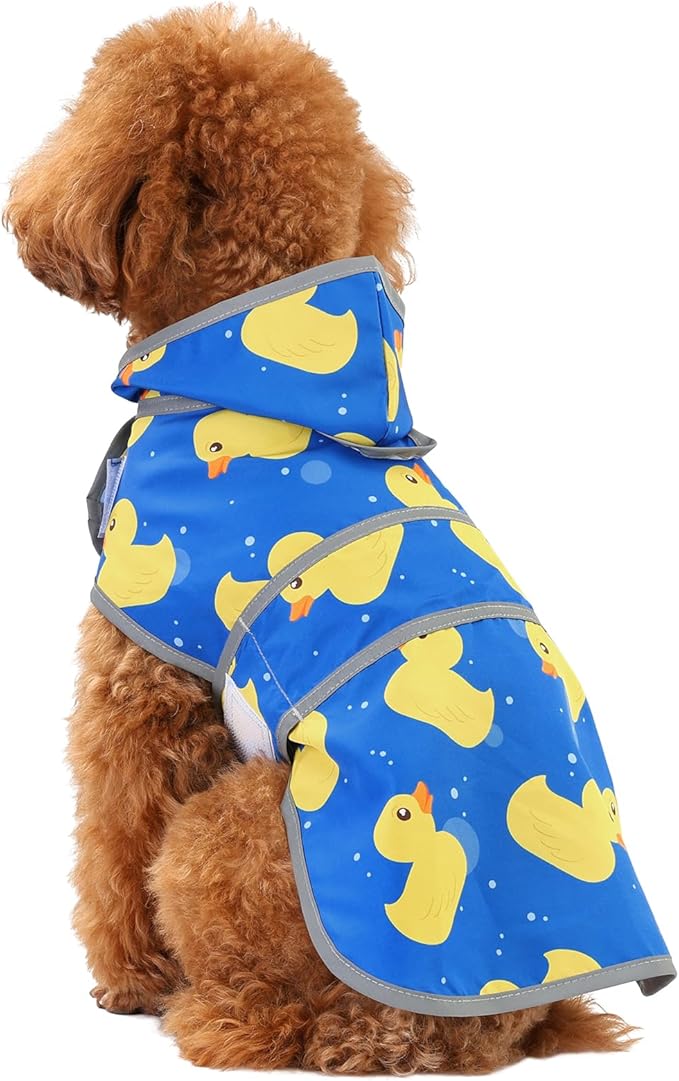 Dog Raincoat Hooded,Waterproof Rain Coat for Dogs with Adjustable Belly Strap,Reflective Strips, Lightweight Slicker Poncho Rain Jacket for Small Medium Large Dogs