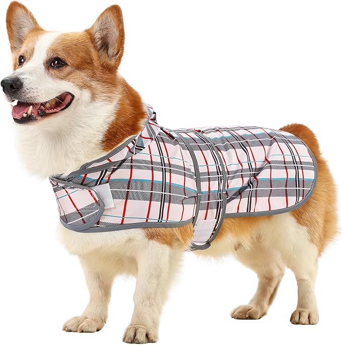 Dog Raincoat Hooded,Waterproof Rain Coat for Dogs with Adjustable Belly Strap,Reflective Strips, Lightweight Slicker Poncho Rain Jacket for Small Medium Large Dogs