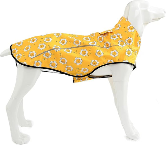 Mile High Life Dog Raincoat, Adjustable Waterproof Reflective Rain Jacket for Small Medium Large Dogs, Lightweight Breathable Pet Rain Coat with Leash Hole(Yellow Sun,XS Chest 17-23")