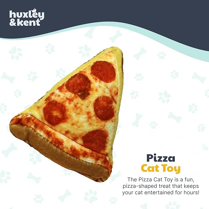 Huxley & Kent Plush Cat Toy - Interactive Catnip Toy for Cats & Kittens - Soft with Crinkle & Catnip - Fun Indoor Play - Pizza