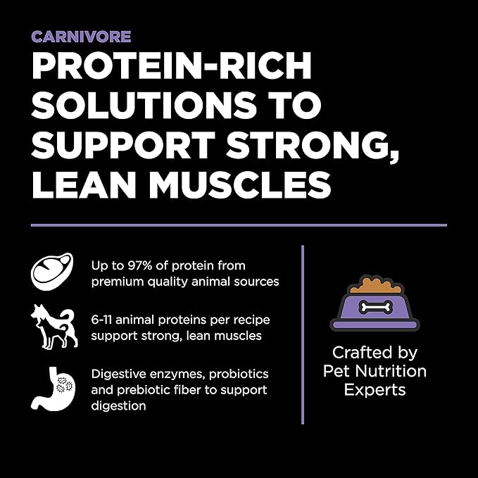 Go! Solutions Carnivore, Grain-Free, Protein Rich Dry Dog Food, Chicken, Turkey and Duck Senior Recipe, 22 lb Bag