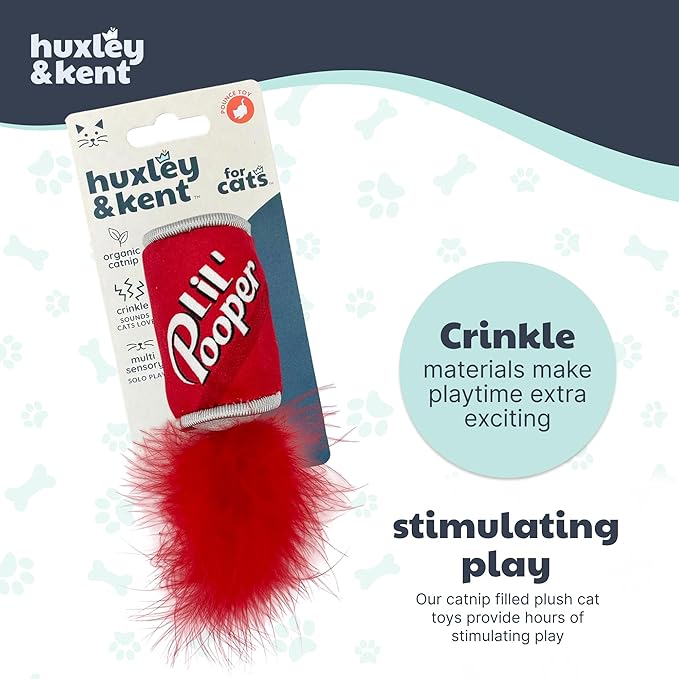 Huxley & Kent Plush Cat Toy - Interactive Catnip Toy for Cats & Kittens - Soft with Crinkle & Catnip - Fun Indoor Play - Lil' Pooper