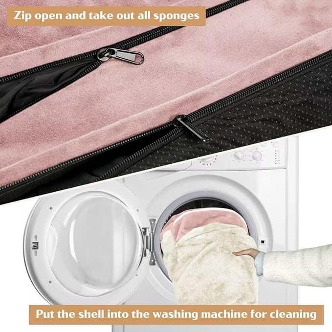 Comfort Expression Orthopedic Dog Bed for Extra Large Dogs 42x30 Inch, Waterproof Supportive Egg Crate Foam XL Pet Bed with Removable Bolsters, Dog Couch with Washable Cover & Non-Slip Bottom, Pink