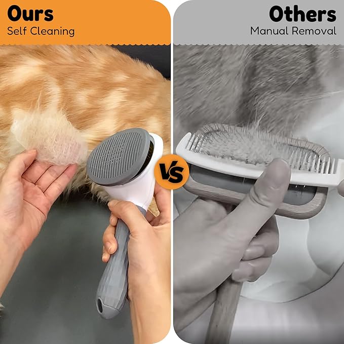 Cat Brush Dog Hair Brush for Shedding, Self Cleaning Pet Grooming Brush, Skin Friendly Grooming Tool, Pet Hair Removal Comb Suitable for Dog Cat and Rabbit